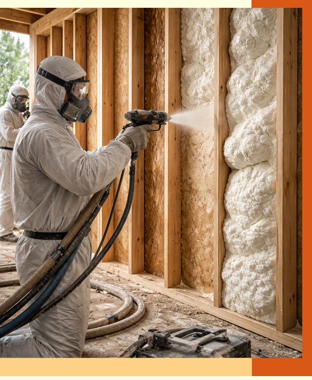 Утепление каркасного дома ППУ в Североуральске от 2884 руб./м2 — работа под ключ | ТепломастерСву