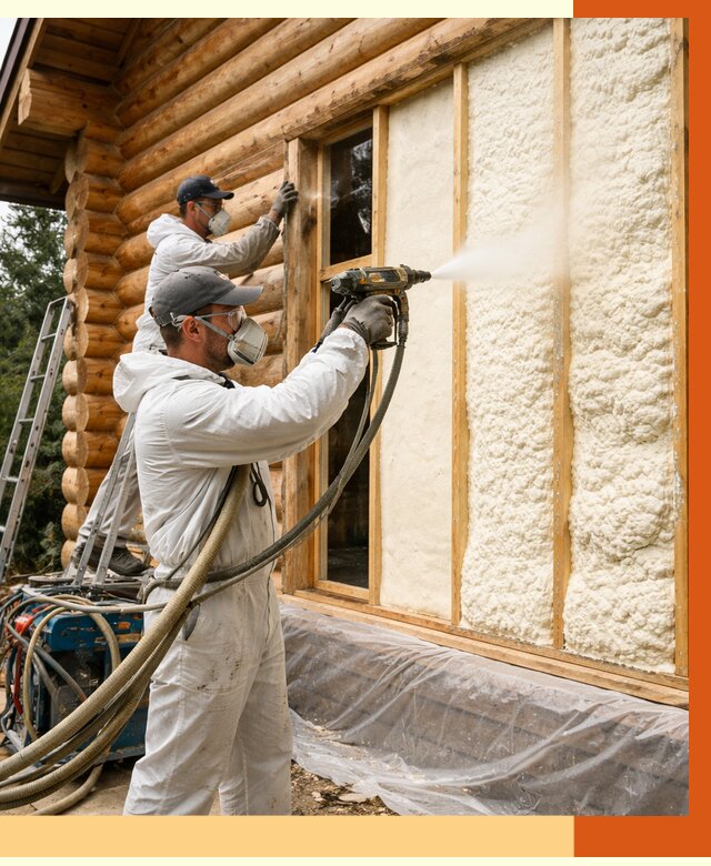 Утепление деревянного дома ППУ в Североуральске от 4326 руб/м2 | ТепломастерСву — под ключ