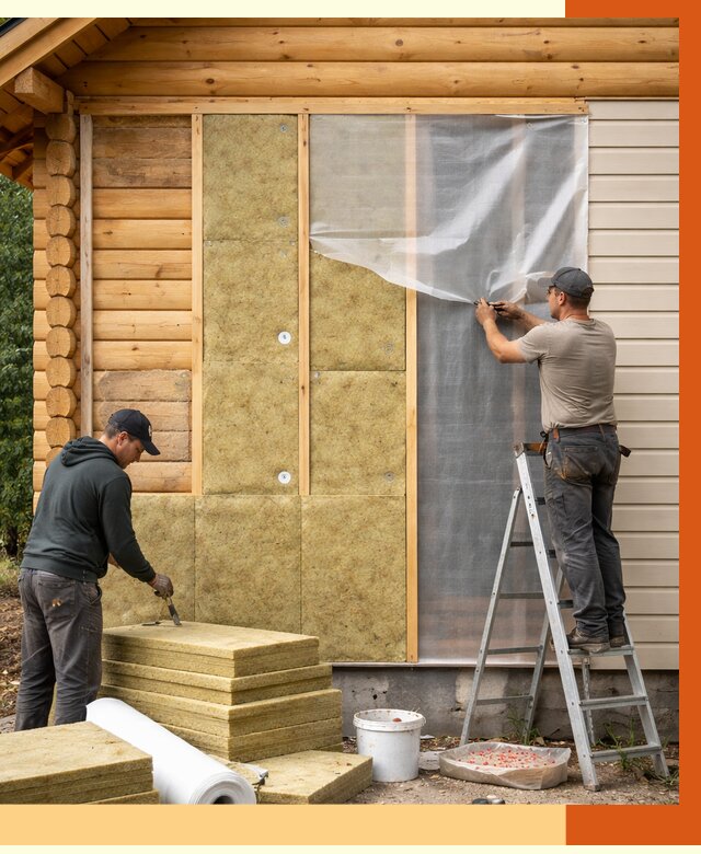 Утепление дома из бруса в Североуральске от 3863 руб./м2 — работы под ключ | ТепломастерСву