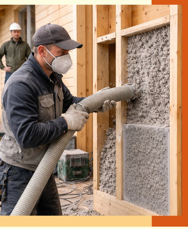 Утепление дома из бруса эковатой в Североуральске от 1906 руб/м2 | ТепломастерСву
