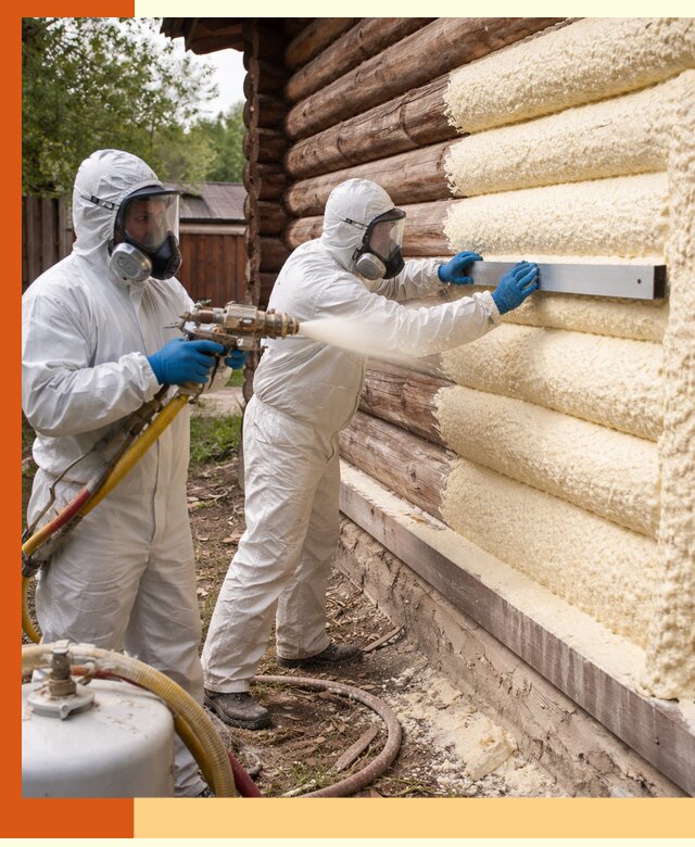 Утепление бревенчатого дома ППУ в Североуральске эффективной изоляцией