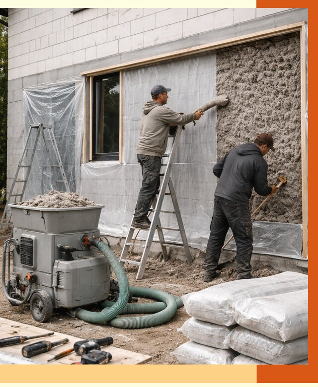 Утепление дома из газобетона эковатой в Североуральске от 4635 руб./м2 | ТепломастерСву