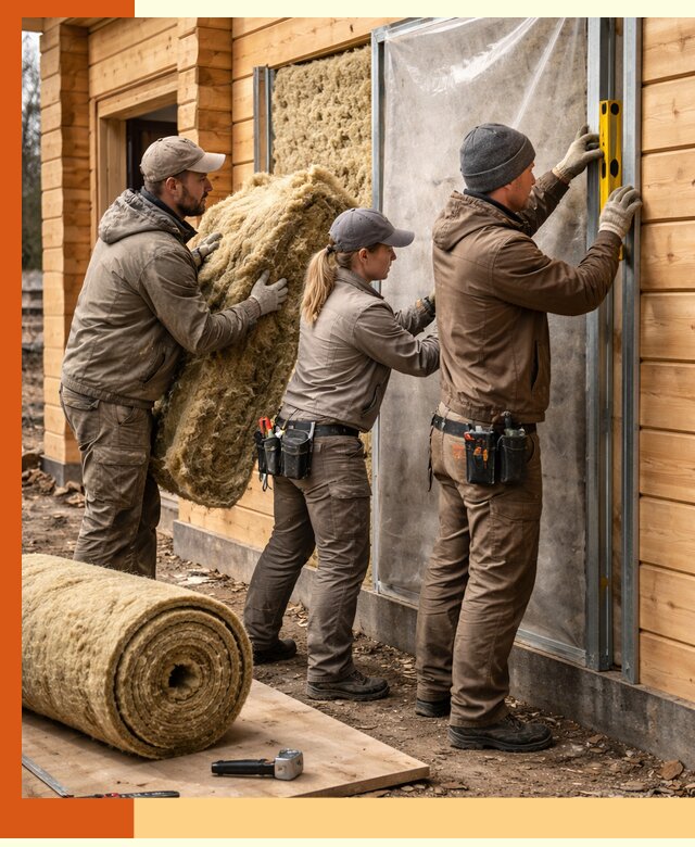 Утепление дома из двойного бруса в Североуральске качественно и надёжно