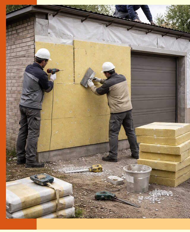 Утепление гаража снаружи в Североуральске качественно и надёжно