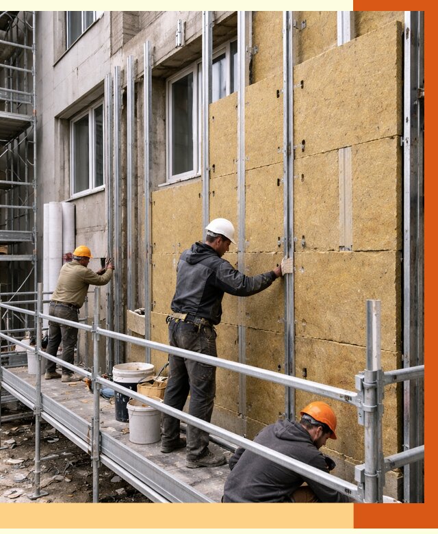 Утепление вентилируемого фасада в Североуральске от 5769 руб/м2 — монтаж и утепление вентфасад | ТепломастерСву