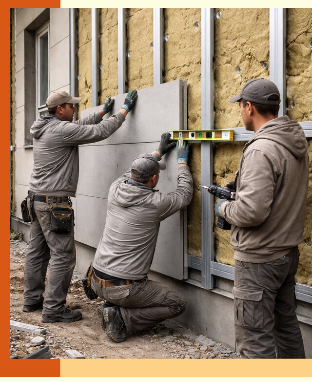 Утепление вентилируемого фасада под ключ в Североуральске