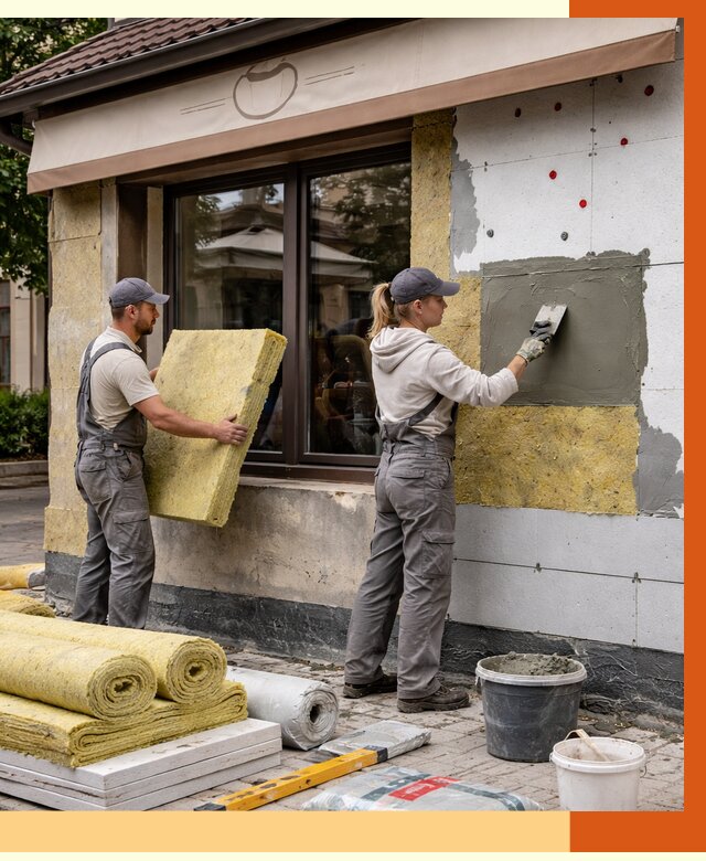 Утепление кафе в Североуральске от 4326 руб/м2 — комплексно под ключ | ТепломастерСву