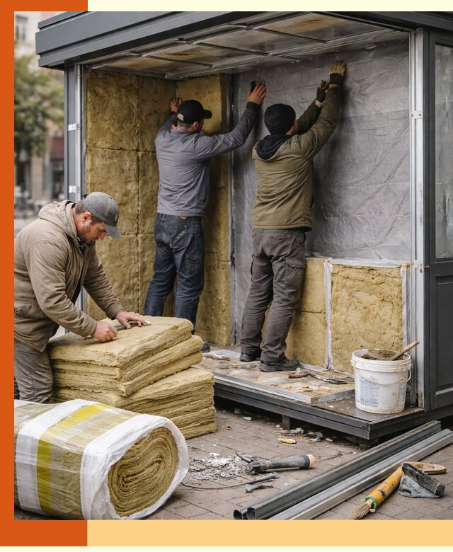 Утепление павильона шаурмы под ключ в Североуральске
