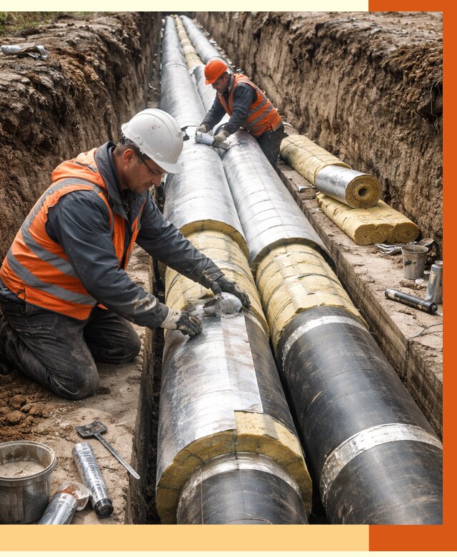 Утепление теплотрассы в Североуральске от 4635 руб./м2 — ппу и комплексная изоляция | ТепломастерСву