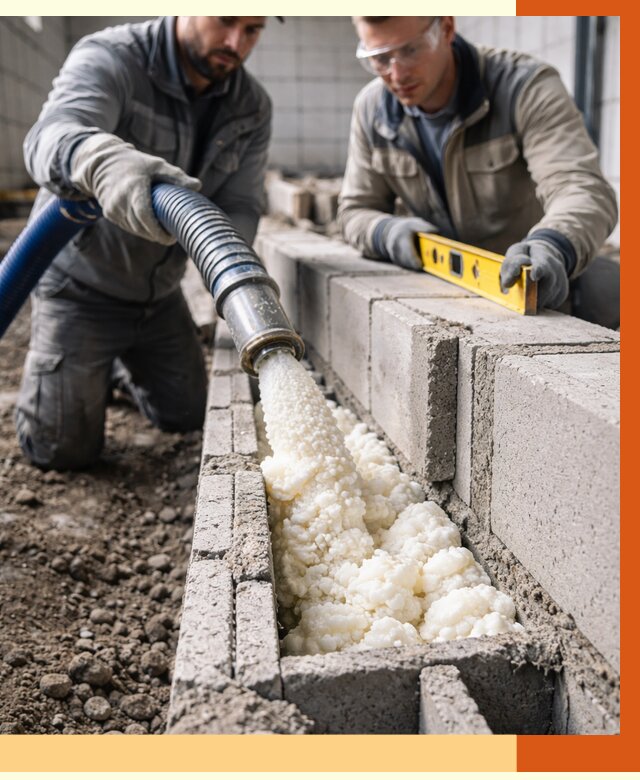 Заполнение колодцевой кладки ППУ в Североуральске от 4326 руб. за м2 | ТепломастерСву