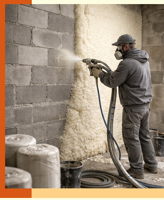 Утепление блочной стены ППУ в Североуральске качественно и надёжно