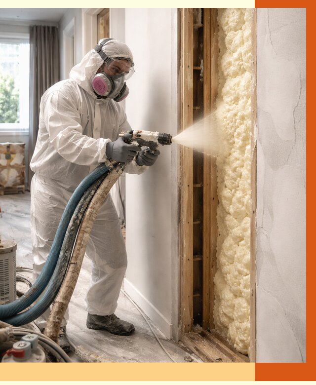 Межстеновое утепление ППУ в Североуральске от 2833 руб/м2 — межстенное утепление под ключ | ТепломастерСву