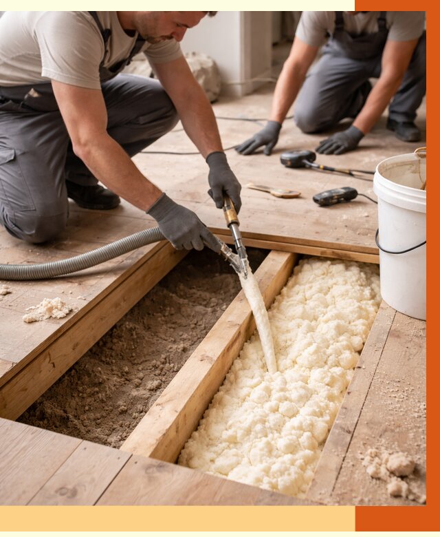 Заполнение пустот пола в Североуральске от 2781 руб. — утепление пустот пола под ключ | ТепломастерСву