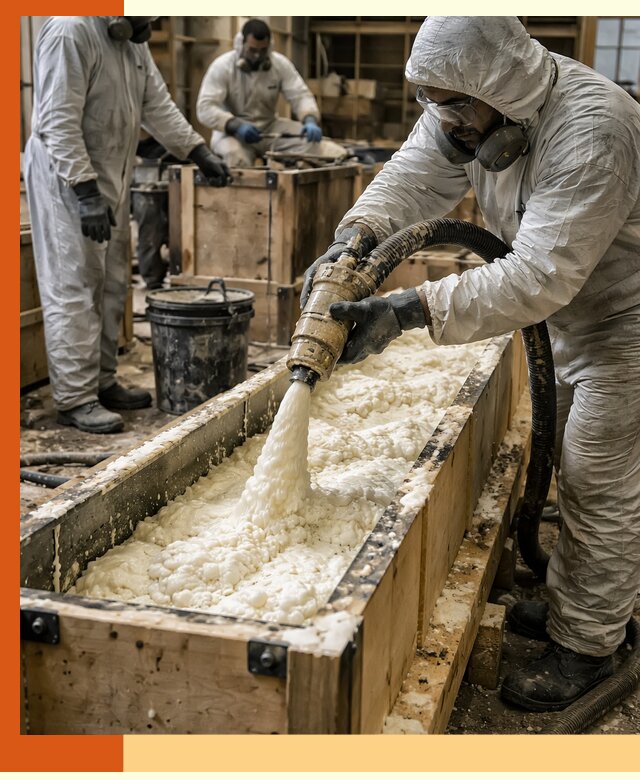 Заливка пенополиуретана в формы для утепления в Североуральске