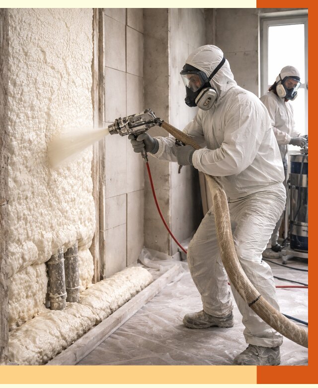 Напыление пенополиуретана в Североуральске от 7726 руб./м2 — услуги и монтаж ППУ | ТепломастерСву