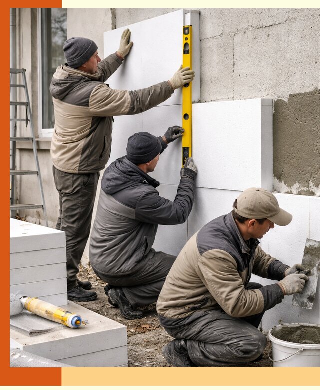 Утепление пенопластом наружных стен и фасадов в Североуральске