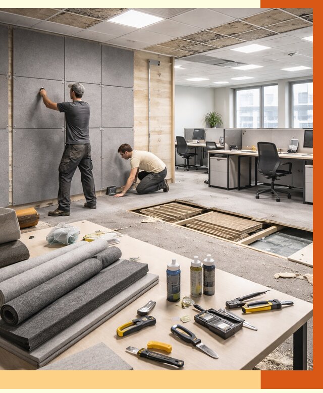 Профессиональная шумоизоляция офиса в Североуральске от 6953 руб. за м2 | ТепломастерСву