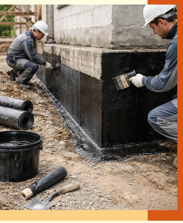 Гидроизоляция фундамента в Североуральске от 1288 руб. — профессионально, под ключ | ТепломастерСву