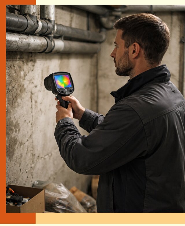 Тепловизионное обследование подвала в Североуральске для поиска утечек тепла