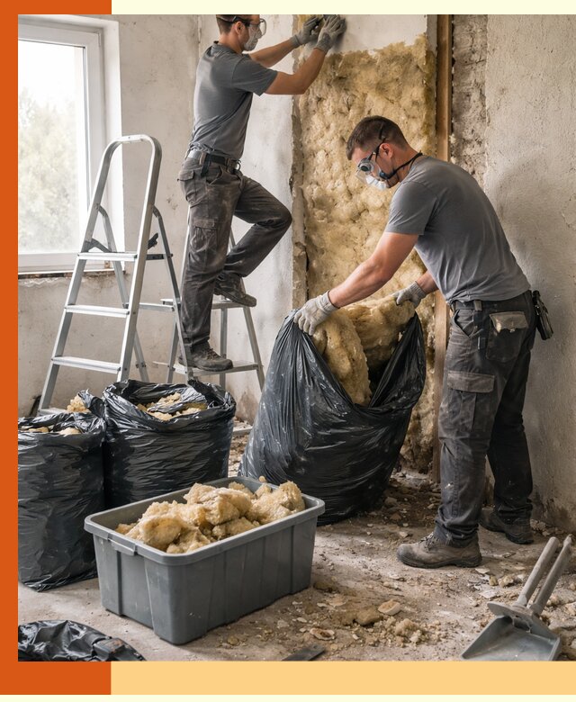 Демонтаж старого утеплителя и вывоз отходов в Североуральске