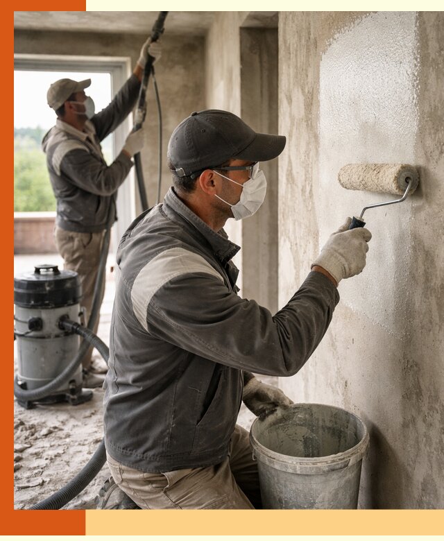 Подготовка поверхности под напыление утеплителя в Североуральске