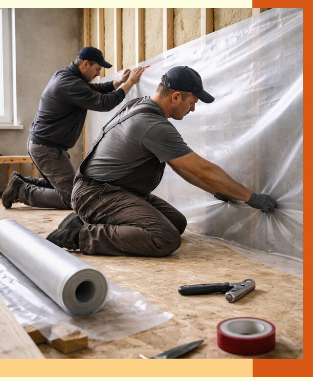 Монтаж пароизоляции в Североуральске от 2575 руб. — установка и укладка под ключ | ТепломастерСву