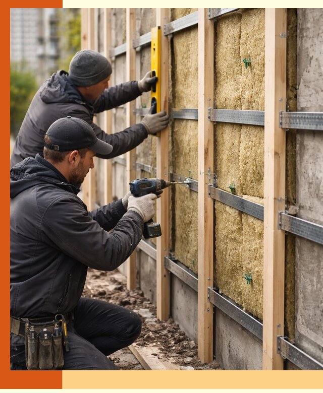 Монтаж обрешетки под утепление зданий и квартир в Североуральске